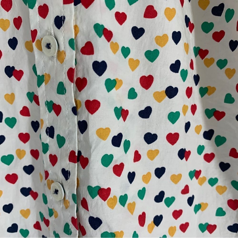Talbots Size L Multi-Color Heart Print Button Fro… - image 7